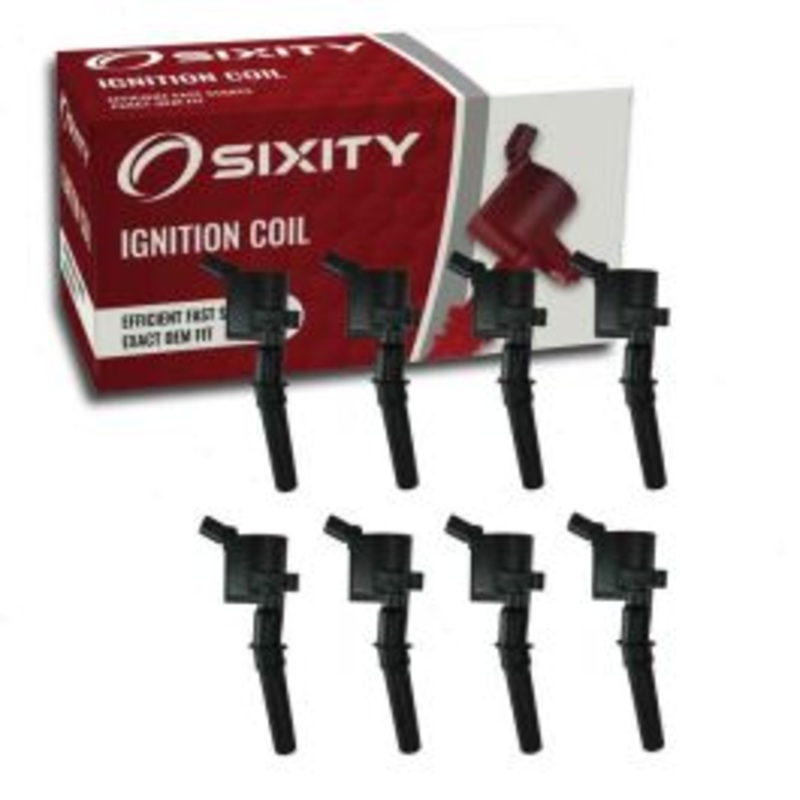 8 pc Sixity Ignition Coils for 1997-1998 Ford E-350 Econoline 5.4L V8 - Curved Boot Coil Pack